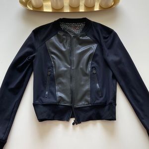 Amelia Faux Leather Onyx Bomber
